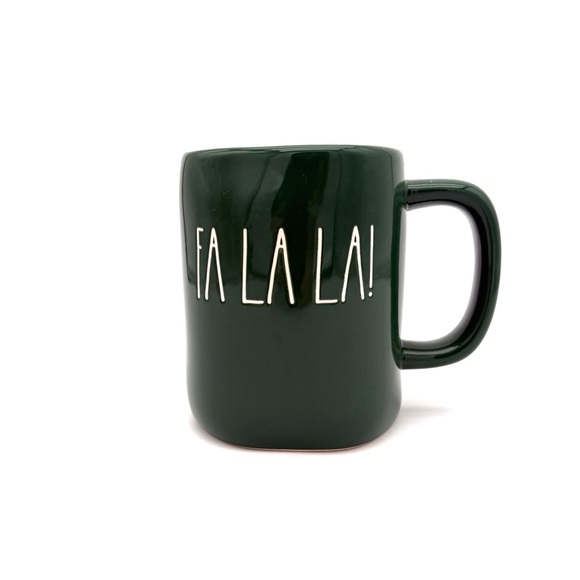 Rae Dunn Christmas Themed Mug Green With White Lettering FA LA LA - Picture 1 of 3